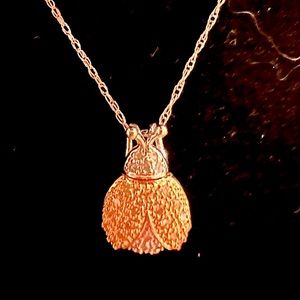 Adorable 14KT Diamond Lady Bug Pendant